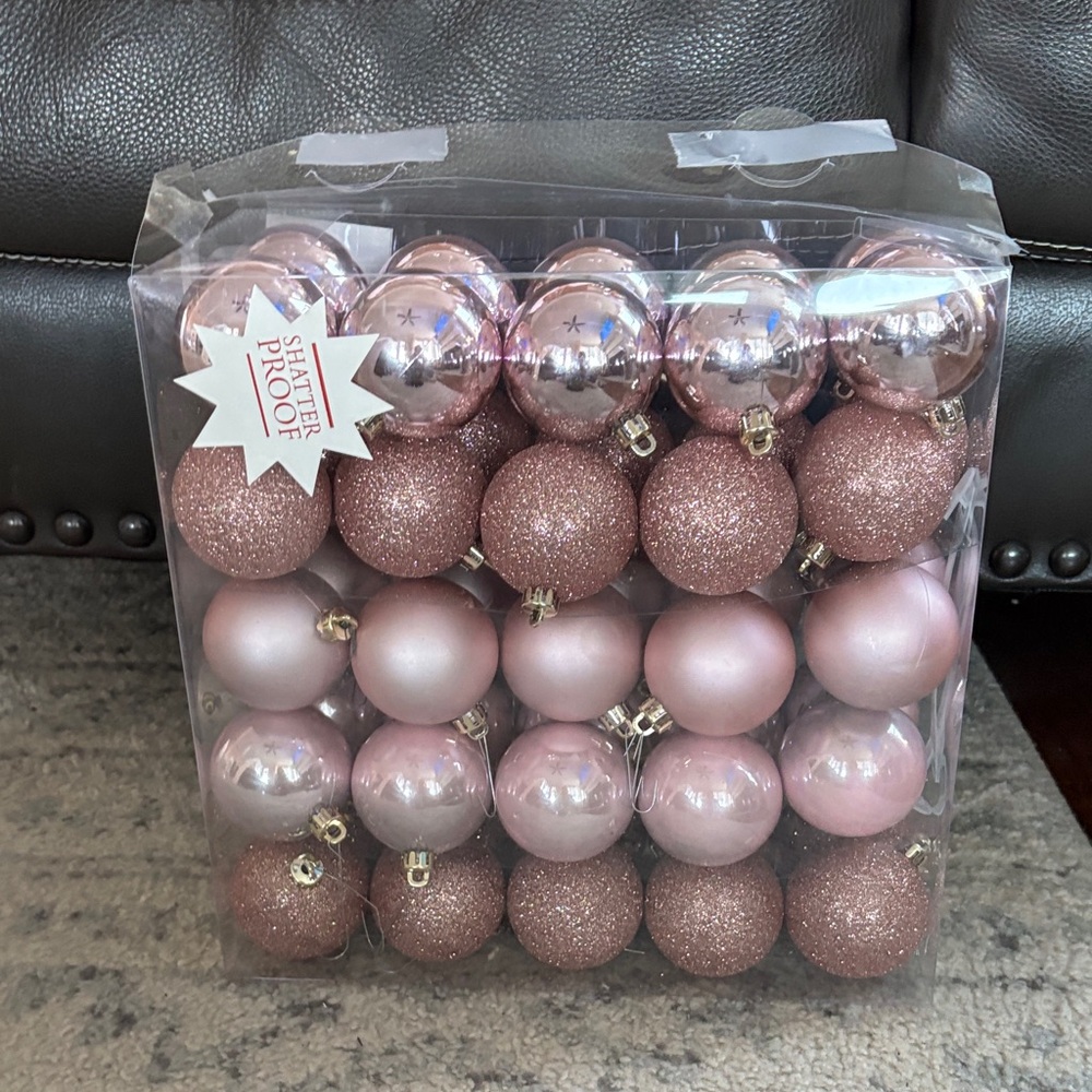 Shatterproof Pink Christmas Ornaments Set